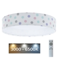 LED-himmennettävä kattovalaisin SMART GALAXY KIDS LED/24W/230V 3000-6500K pisteet värikäs + kaukosäädin