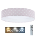 LED-himmennettävä kattovalaisin SMART GALAXY KIDS LED/24W/230V 3000-6500K tähdet pinkki/valkoinen + kaukosäädin