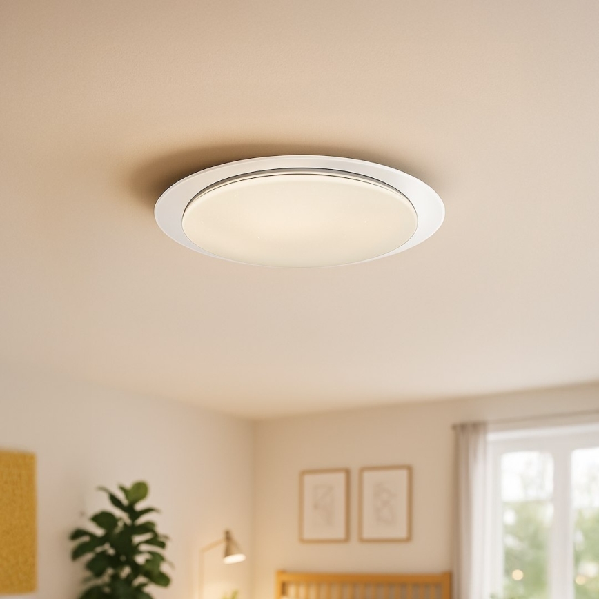 LED-himmennettävä kattovalaisin SONIC LED/35W/230V 3000–6000K Ø 45 cm valkoinen + kaukosäädin
