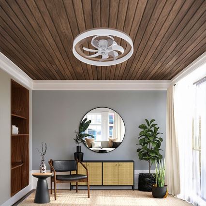 LED-himmennettävä kattovalaisin tuulettimella LED/40W/230V 3000-6500K halkaisija 50 cm ruskea/valkoinen + kaukosäädin