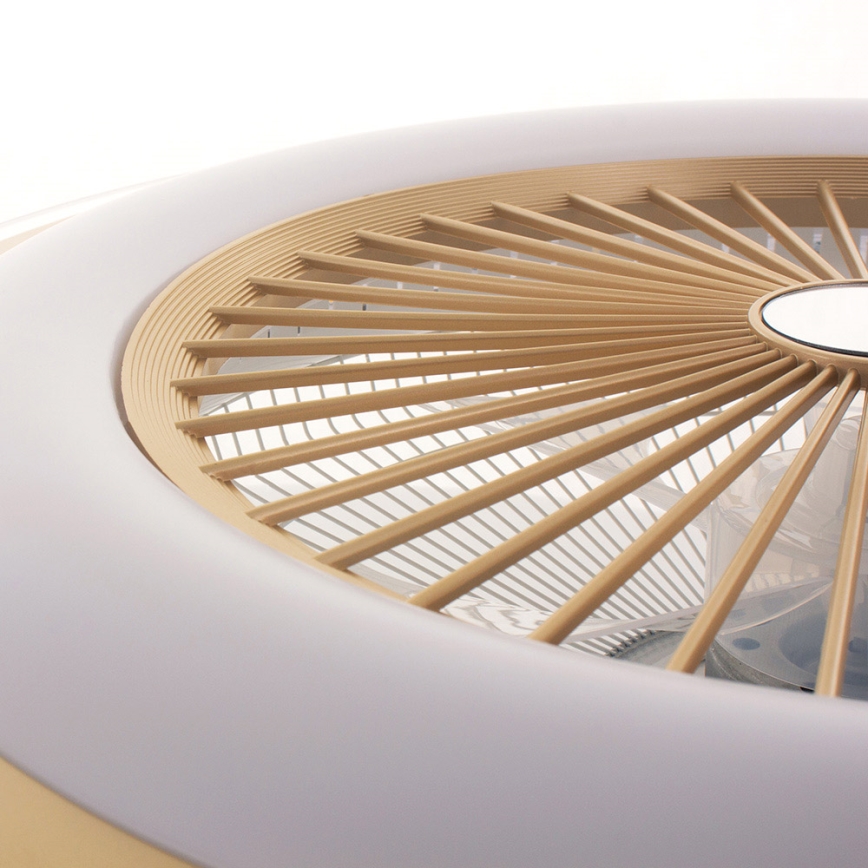 LED Himmennettävä kattovalaisin tuulettimella ZEPHYR LED/48W/230V 3000-6000K kulta + kauko-ohjaus