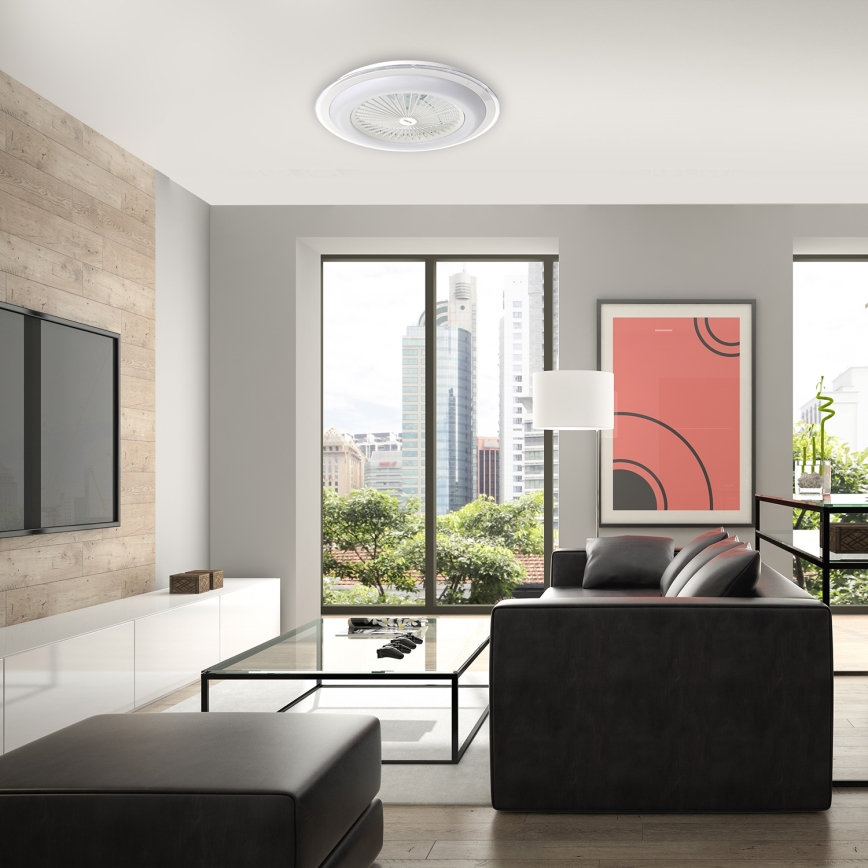 LED Himmennettävä kattovalaisin tuulettimella ZONDA LED/48W/230V 3000-6000K valkoinen + kaukosäädin