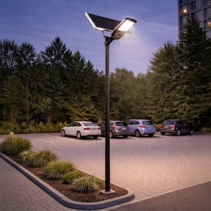 LED-himennettävä katuvalaisin anturilla ja aurinkopaneelilla KOBRA LED/400W/3,2V 24000 mAh IP65 antrasiitti + kaukosäädin