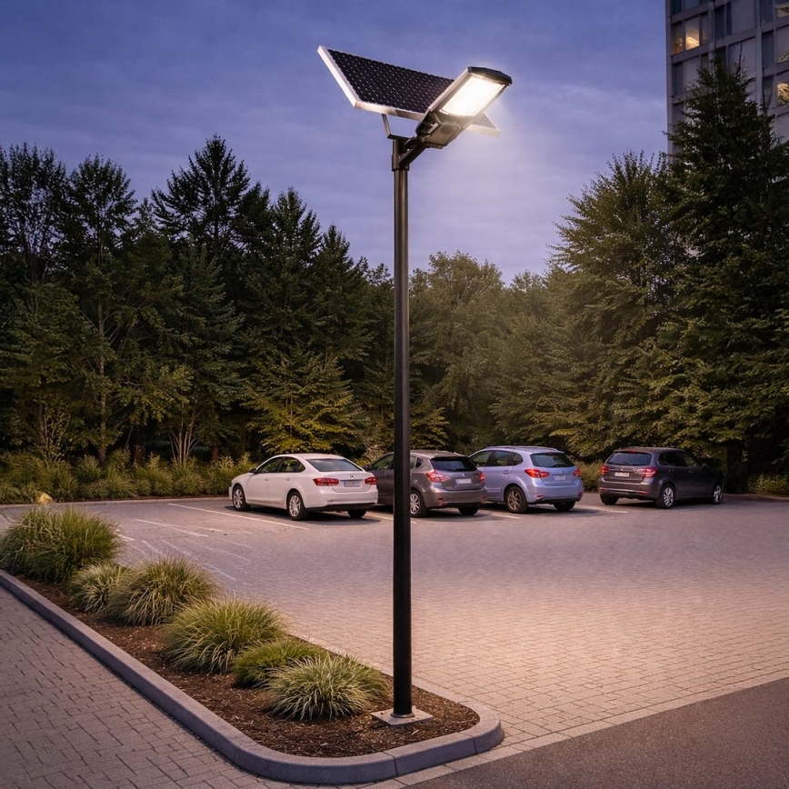 LED-himennettävä katuvalaisin anturilla ja aurinkopaneelilla KOBRA LED/400W/3,2V 24000 mAh IP65 antrasiitti + kaukosäädin
