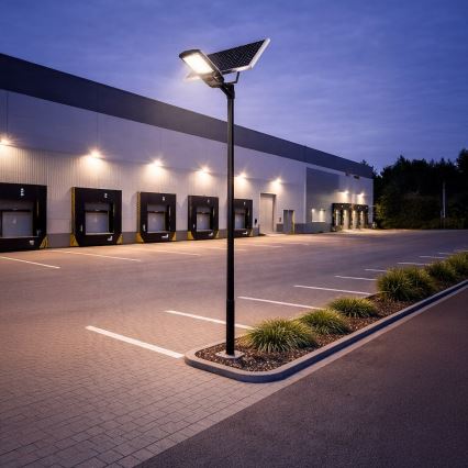 LED-himennettävä katuvalaisin anturilla ja aurinkopaneelilla KOBRA LED/400W/3,2V 24000 mAh IP65 antrasiitti + kaukosäädin