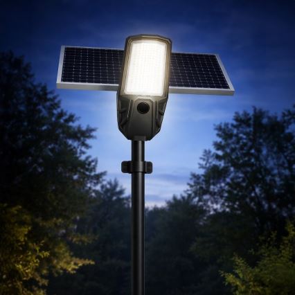 LED-himennettävä katuvalaisin anturilla ja aurinkopaneelilla KOBRA LED/400W/3,2V 24000 mAh IP65 antrasiitti + kaukosäädin