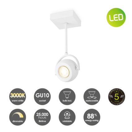 LED Himmennettävä kohdevalo NOP 1xGU10/5,8W/230V valkoinen