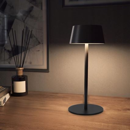 LED-himmennettävä kosketuksella toimiva aurinkolamppu LED/3W/5V USB 1800 mAh IP44 musta
