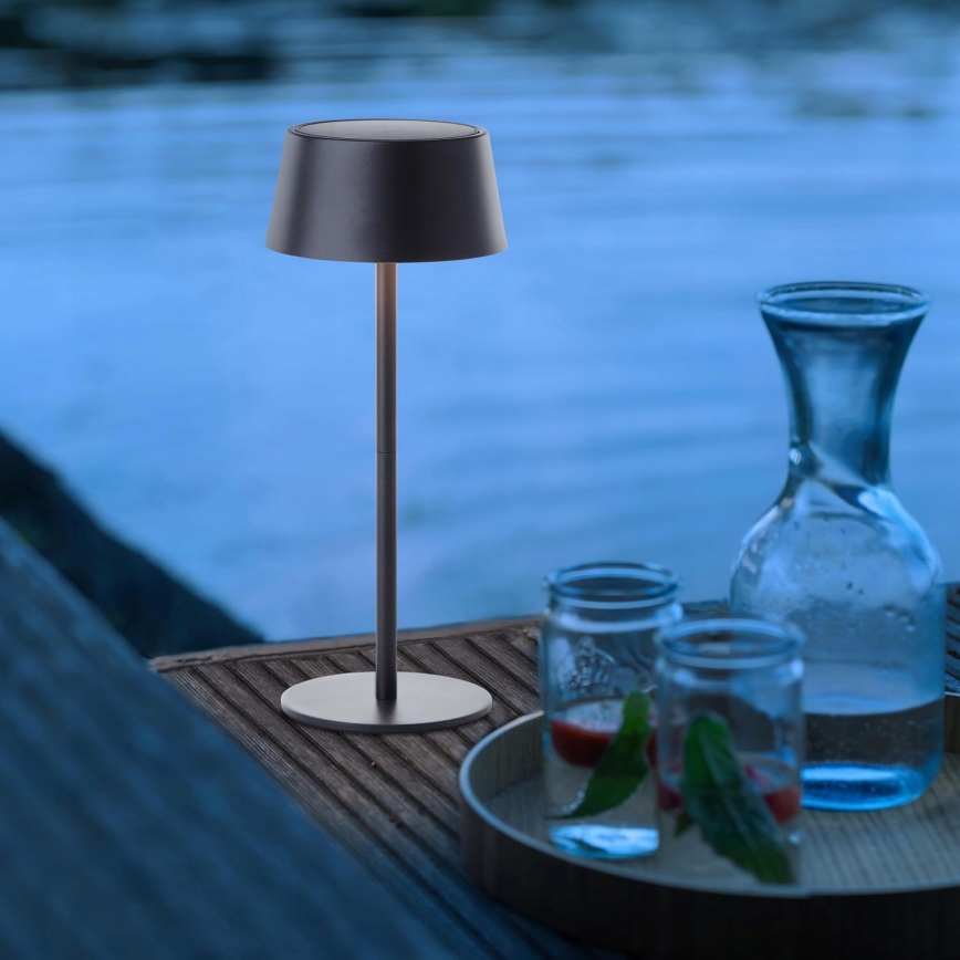LED-himmennettävä kosketuksella toimiva aurinkolamppu LED/3W/5V USB 1800 mAh IP44 musta