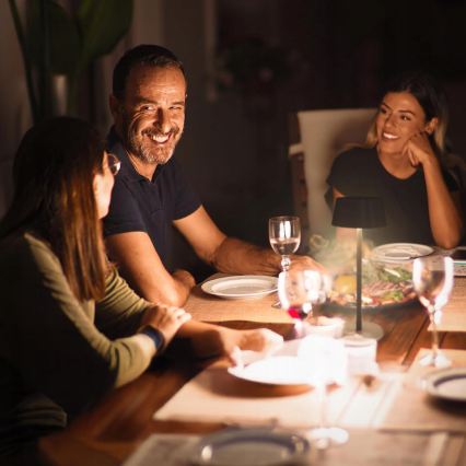 LED-himmennettävä kosketuksella toimiva aurinkolamppu LED/3W/5V USB 1800 mAh IP44 musta