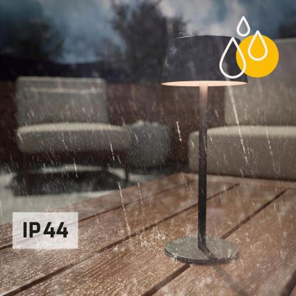 LED-himmennettävä kosketuksella toimiva aurinkolamppu LED/3W/5V USB 1800 mAh IP44 musta