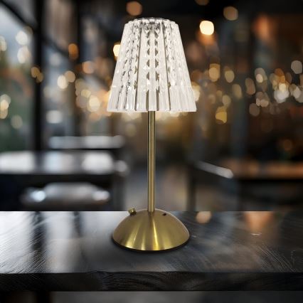 LED himmennettävä kosketuksella ladattava pöytävalaisin ELBA LED/1,6W/800 mAh 3000/4000/6000K kulta/kirkas