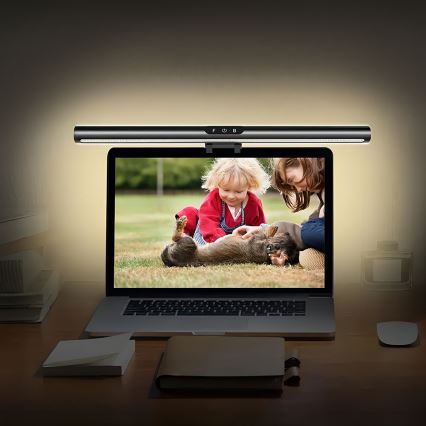 LED himmennettävä kosketusnäyttövalo näytölle LED/5W/5V 3000/4000/5000/6000K 42 cm musta