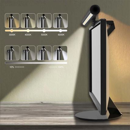 LED himmennettävä kosketusnäyttövalo näytölle LED/5W/5V 3000/4000/5000/6000K 42 cm musta