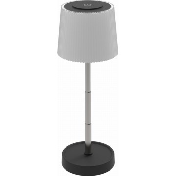 LED-himmennettävä kosketusohjattu ulkokäyttöön soveltuva ladattava pöytävalaisin LED/2W/5V IP44 1200 mAh harmaa