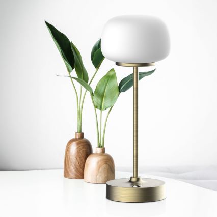LED himmennettävä kosketuspöytälamppu RIMINI LED/2W/5V USB 2000 mAh kulta/valkoinen