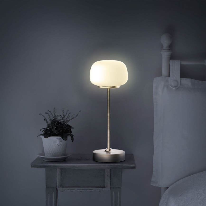 LED himmennettävä kosketuspöytälamppu RIMINI LED/2W/5V USB 2000 mAh kulta/valkoinen