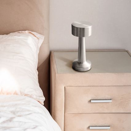 Himmennettävä kosketusohjattu LED-pöytävalaisin SIMPLY LED/5V 2700/4000/6500K 800 mAh kiiltävä kromi