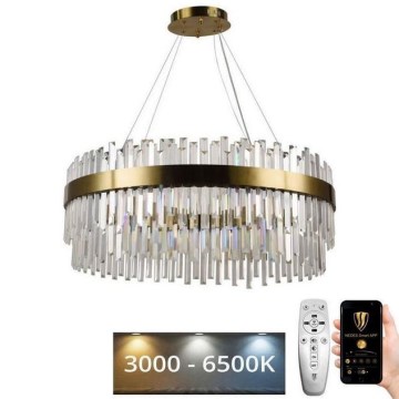 LED himmennettävä kristallikruunu johdolla LED/110W/230V 3000-6500K kulta + kaukosäädin