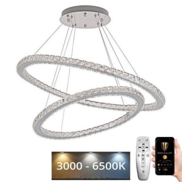LED himmennettävä kristallikruunu johdolla LED/160W/230V 3000-6500K hopea + kaukosäädin