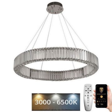 LED himmennettävä kristallikruunu johdolla LED/50W/230V 3000-6500K kiiltävä kromi + kaukosäädin