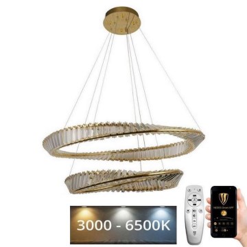 LED himmennettävä kristallikruunu johdolla LED/90W/230V 3000-6500K kulta/kromi + kaukosäädin
