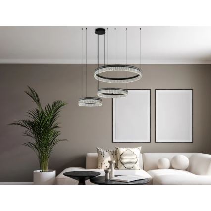 LED himmennettävä kristallikruunu vaijerilla THALIA LED/120W/230V 3000-6000K + kaukosäädin