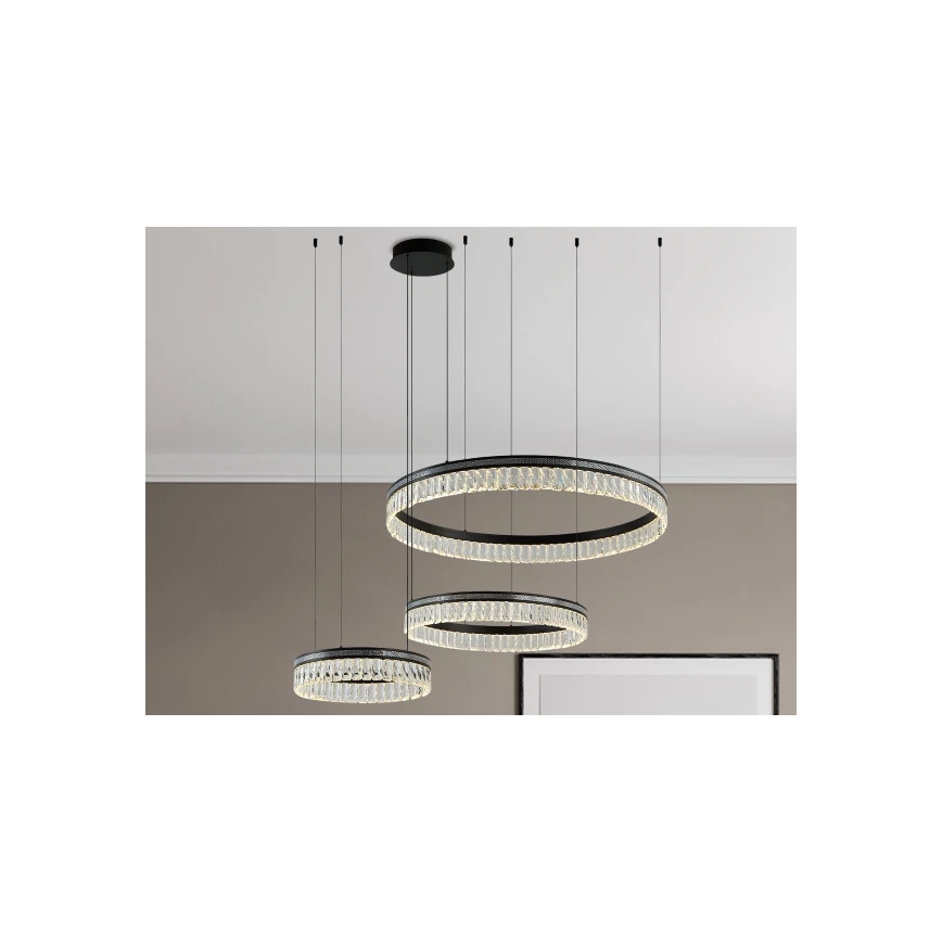 LED himmennettävä kristallikruunu vaijerilla THALIA LED/120W/230V 3000-6000K + kaukosäädin