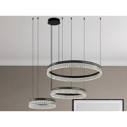 LED himmennettävä kristallikruunu vaijerilla THALIA LED/120W/230V 3000-6000K + kaukosäädin