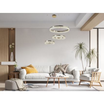 THALIA himmennettävä LED-kristallikattokruunu vaijerikiinnityksellä LED/120W/230V 3000-6000K + kaukosäädin