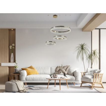 THALIA himmennettävä LED-kristallikattokruunu vaijerikiinnityksellä LED/120W/230V 3000-6000K + kaukosäädin