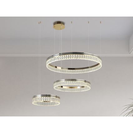 THALIA himmennettävä LED-kristallikattokruunu vaijerikiinnityksellä LED/120W/230V 3000-6000K + kaukosäädin