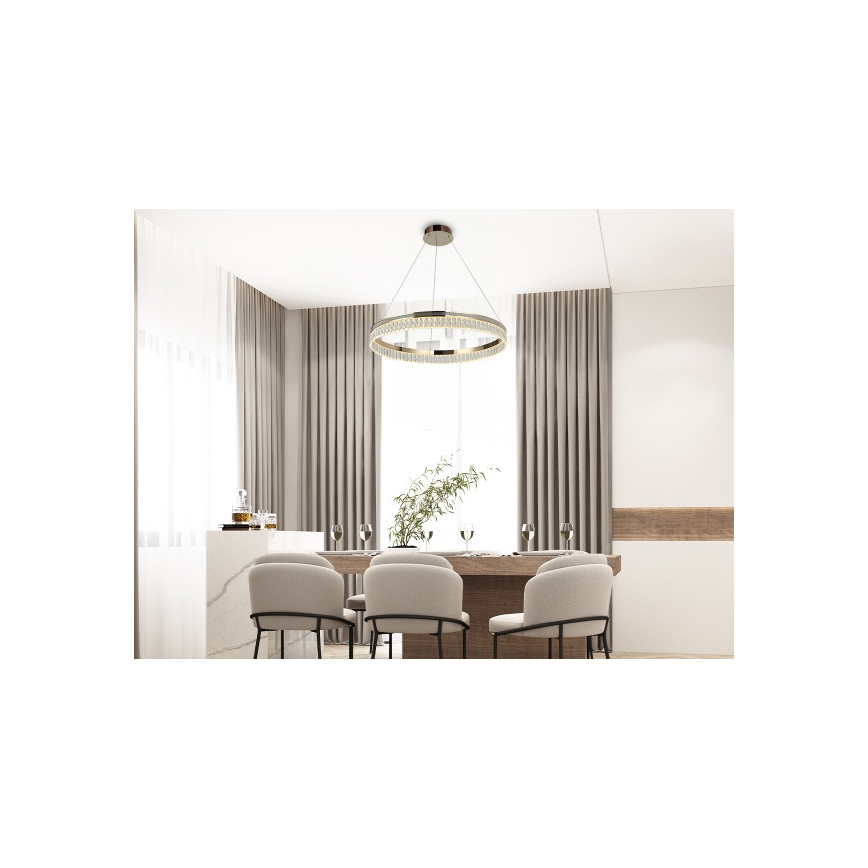 LED-himmennettävä kristallikruunu vaijerilla THALIA LED/55W/230V 3000-6000K Ø 80 cm + kaukosäädin