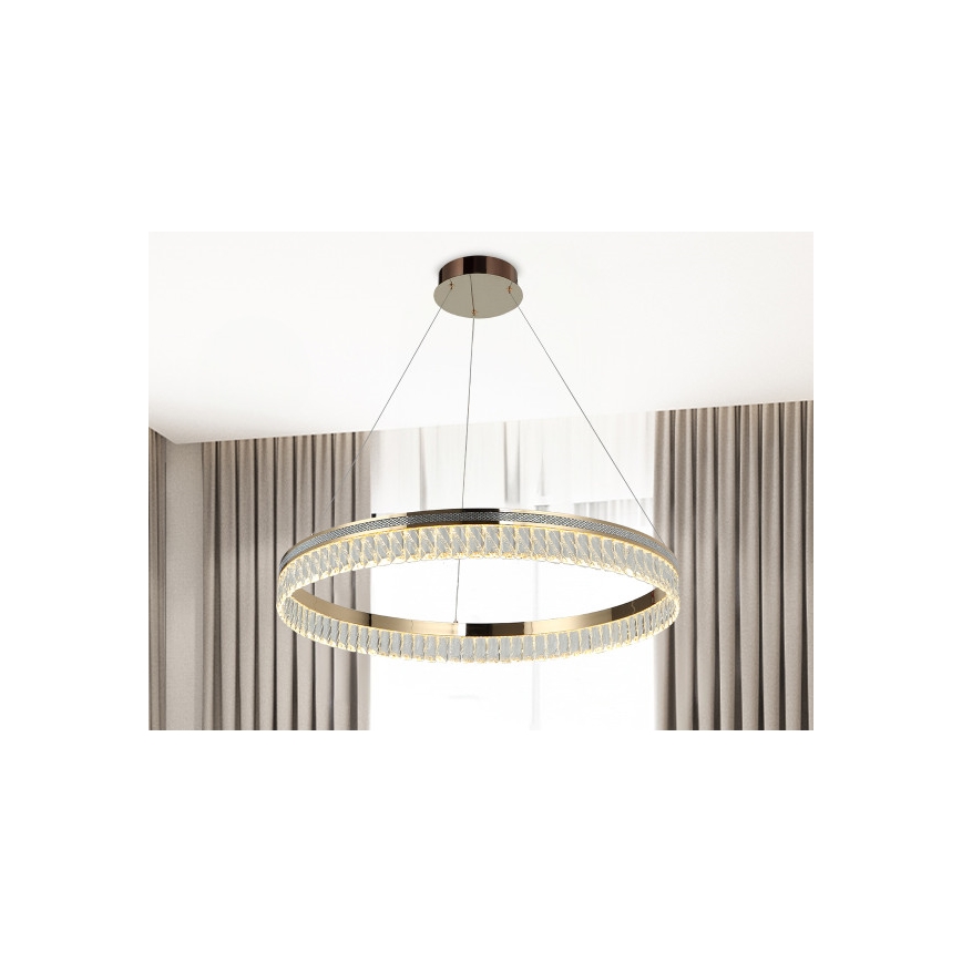 LED-himmennettävä kristallikruunu vaijerilla THALIA LED/55W/230V 3000-6000K Ø 80 cm + kaukosäädin