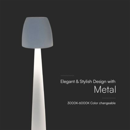 LED Himmennettävä ladattava kosketuspöytävalaisin LED/3W/5V 3000-6000K 1800 mAh valkoinen