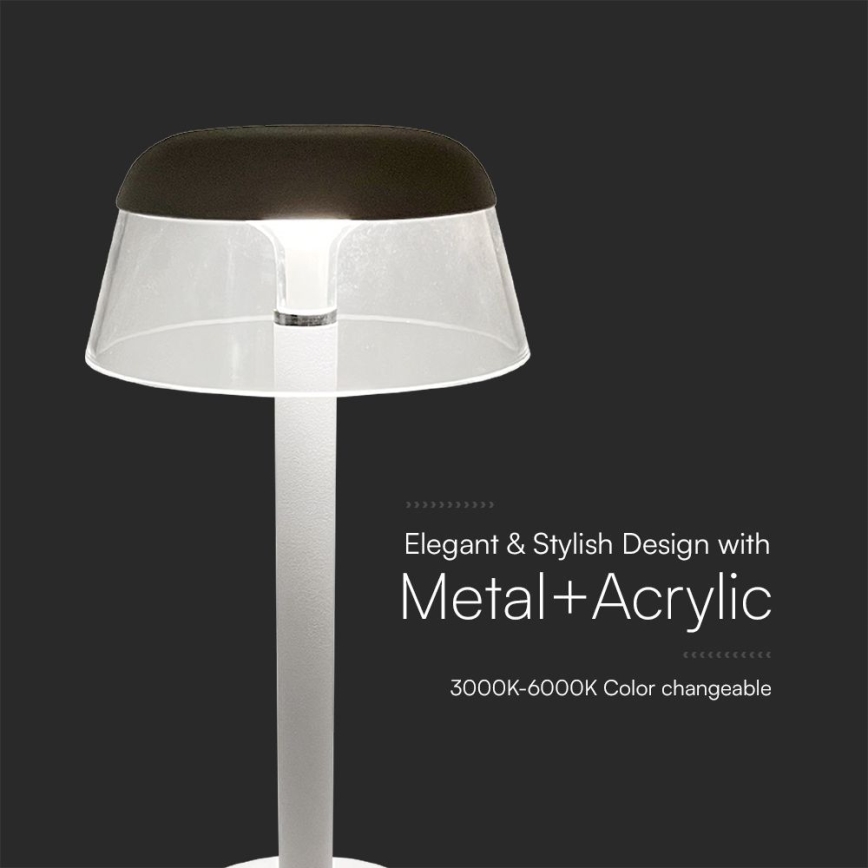 LED Himmennettävä ladattava kosketuspöytävalaisin LED/3W/5V 3000-6000K 1800 mAh valkoinen