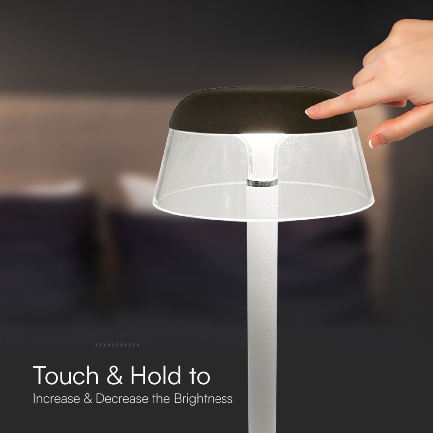 LED Himmennettävä ladattava kosketuspöytävalaisin LED/3W/5V 3000-6000K 1800 mAh valkoinen