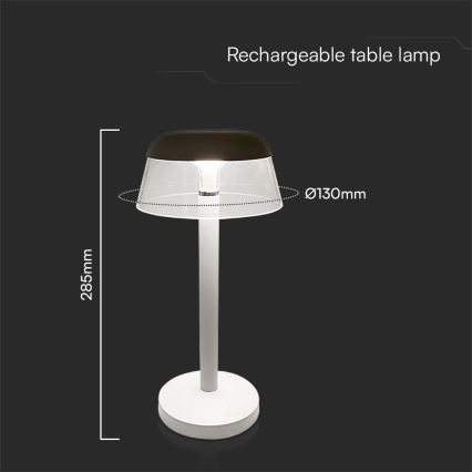 LED Himmennettävä ladattava kosketuspöytävalaisin LED/3W/5V 3000-6000K 1800 mAh valkoinen