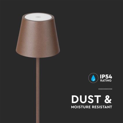 LED himmennettävä ladattava lattiavalaisin 3-in-1 LED/4W/5V 4400 mAh 3000K IP54 ruskea