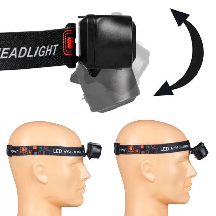 LED himmennettävä ladattava otsalamppu 2xLED/5V IP44 210 lm 2000 mAh