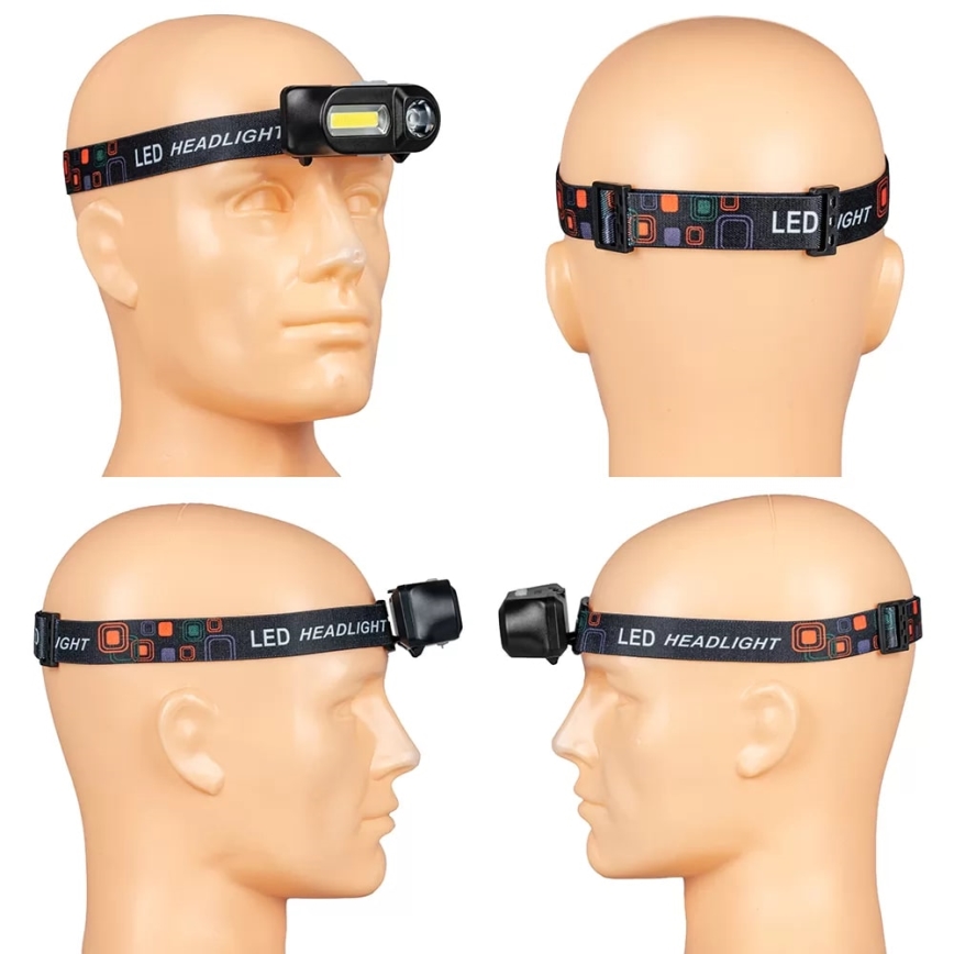 LED himmennettävä ladattava otsalamppu 2xLED/5V IP44 210 lm 2000 mAh