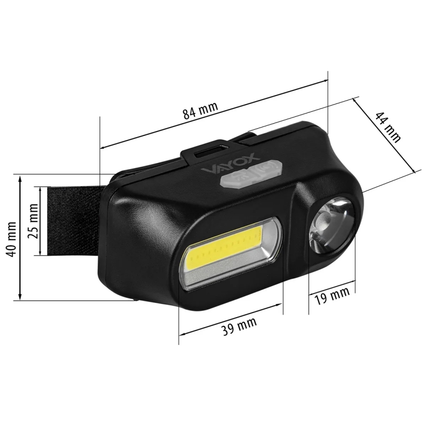 LED himmennettävä ladattava otsalamppu 2xLED/5V IPX4 250 lm 2000 mAh