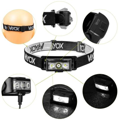 LED himmennettävä ladattava otsalamppu 3xLED/5V IPX4 100 lm 1200 mAh