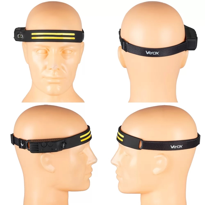 LED Himmennettävä ladattava otsalamppu anturilla 3xLED/5V IP44 300 kiiltävä 1200 mAh