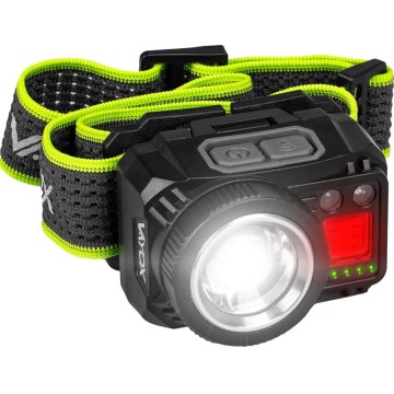 LED himmennettävä ladattava otsalamppu anturilla ja punaisella valolla LED/6W/5V/3xAAA IP66 500 lm 1200 mAh