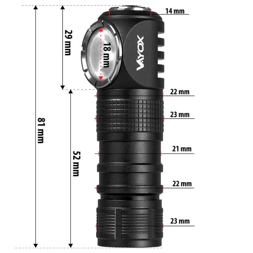 Himmennettävä ladattava LED-otsalamppu punaisella valolla 3-in-1 LED/10W/5V IP66 500 lm 800 mAh