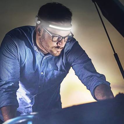 LED himmennettävä ladattava otsalamppu sensorilla 2xLED/5V IP44 350 lm 1200 mAh