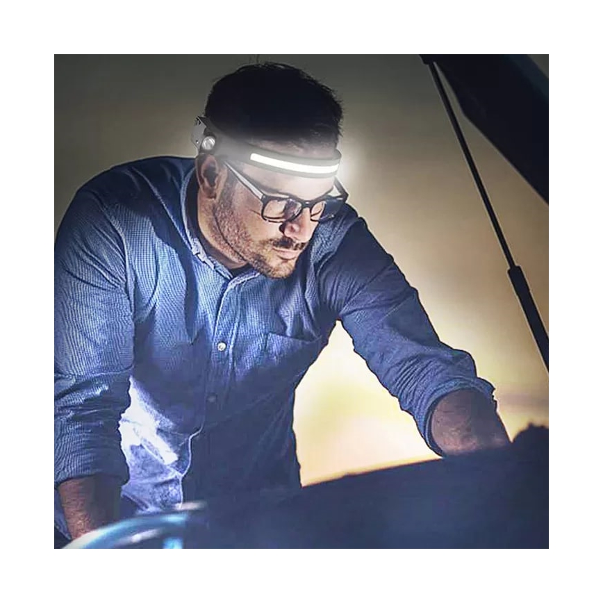 LED himmennettävä ladattava otsalamppu sensorilla 2xLED/5V IP44 350 lm 1200 mAh