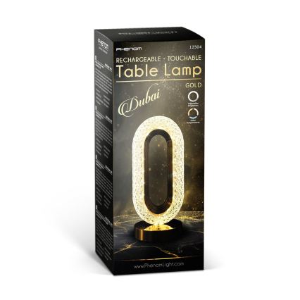 LED-himmennettävä ladattava pöytälamppu DUBAI LED/2W/5V 2700K/4000K/6500K 400 mAh kultainen