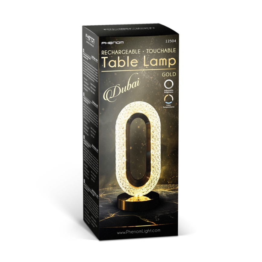 LED-himmennettävä ladattava pöytälamppu DUBAI LED/2W/5V 2700K/4000K/6500K 400 mAh kultainen